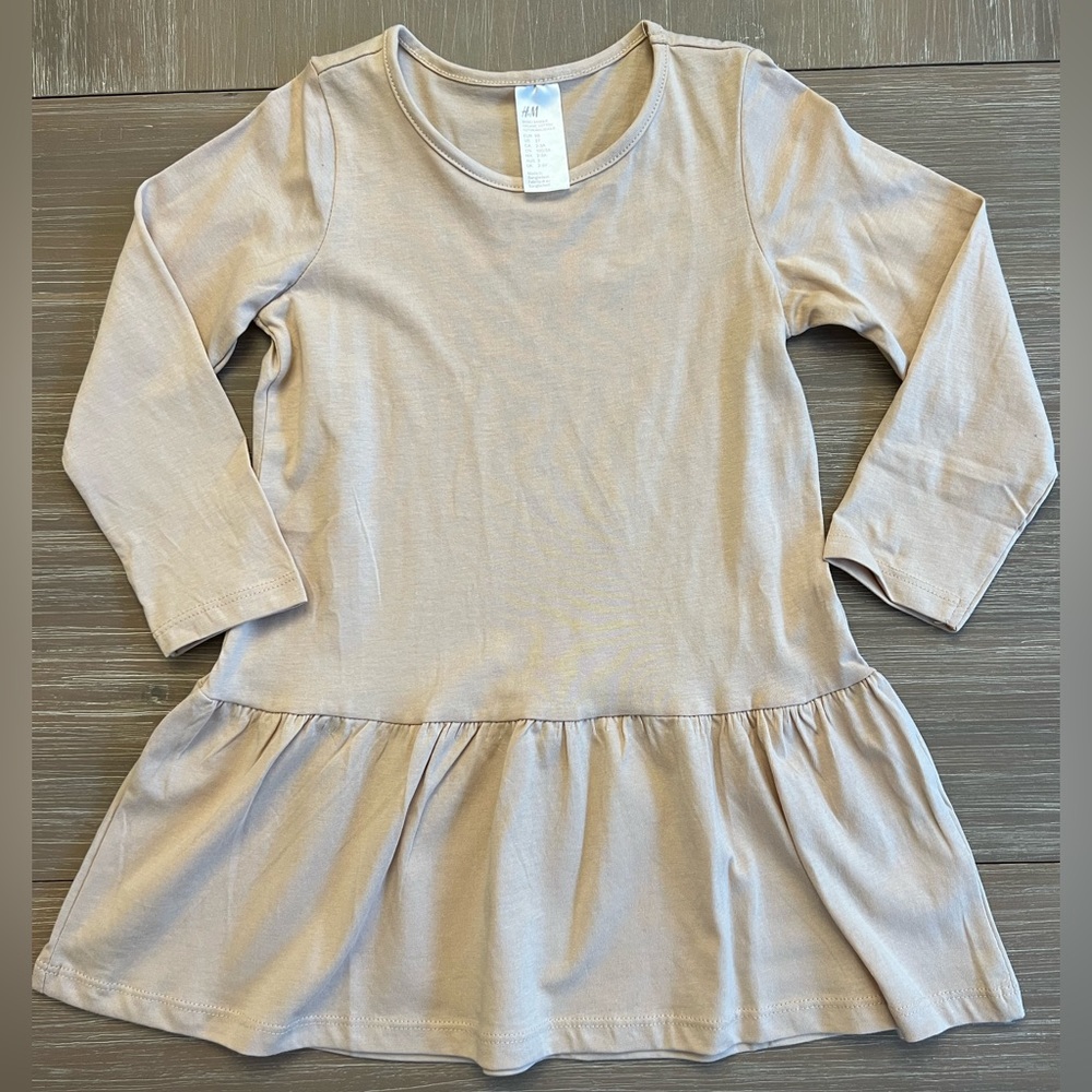 H&M Peach/Tan 3T Cotton Drop Waist Dress